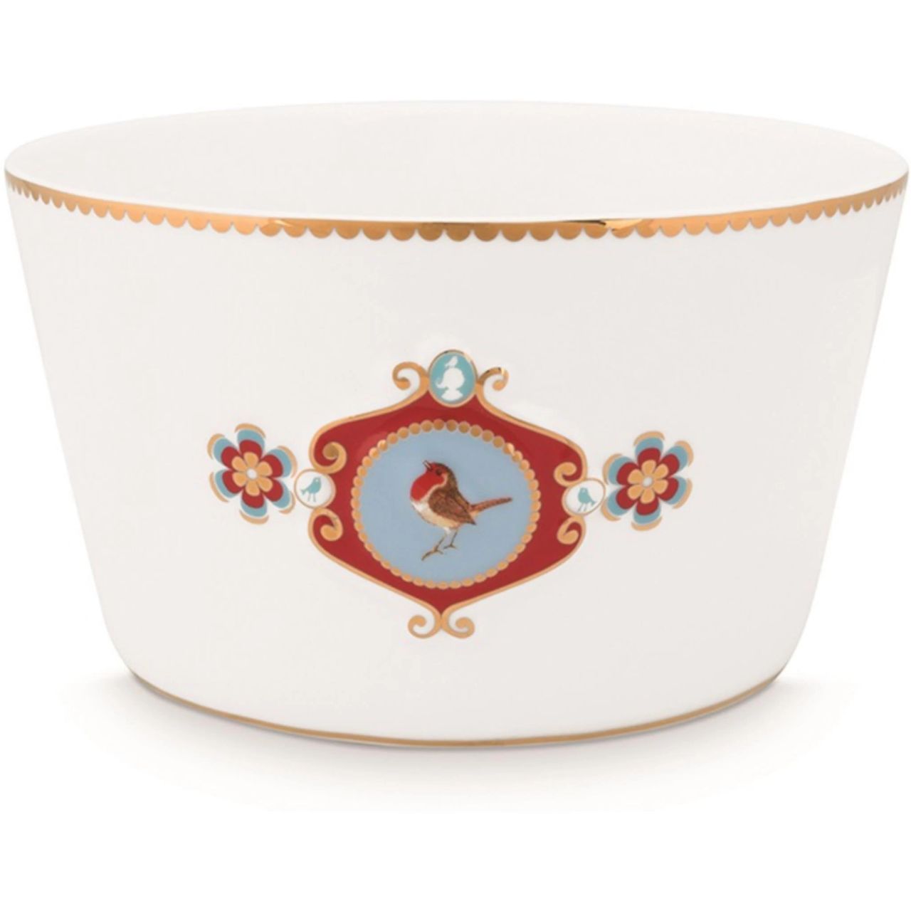 Love Birds Beyaz Madalyon Desenli Kase 15 cm