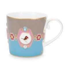 Love Birds Büyük Mug, Mavi / Haki 250 ML