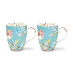 Mavi Kuşlu İkili Mug-Hediye Kutulu